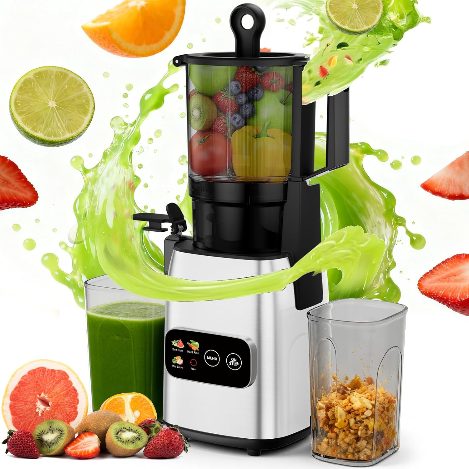 Electric Slow Juicer Cold Press - عصارة بطيئة الدوران تعمل بالضغط البارد،