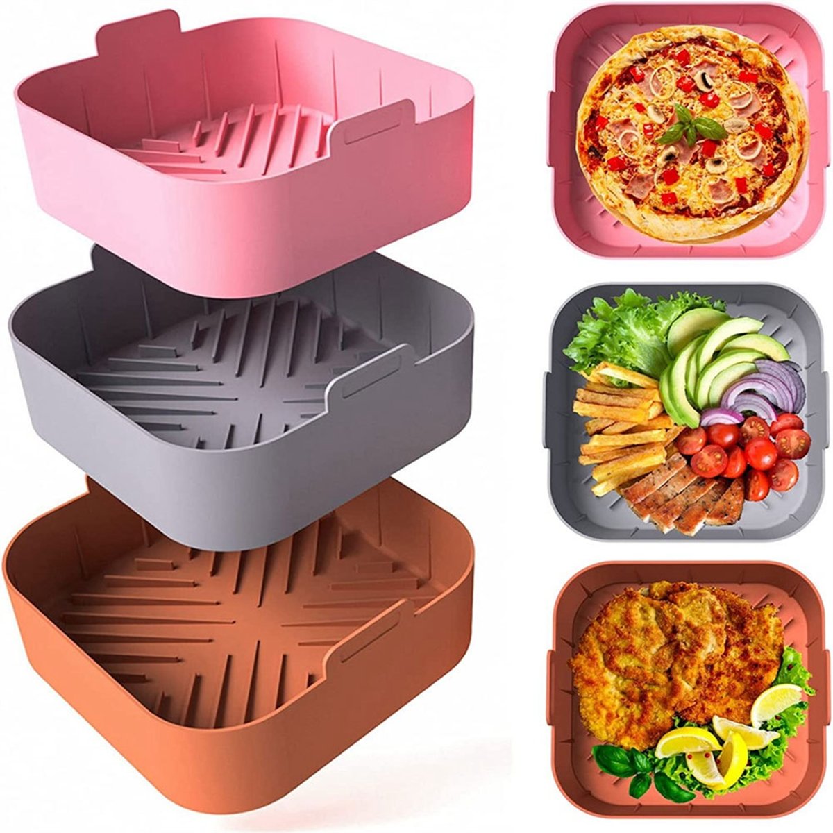 بطانات سيليكون مربعة الشكل للق - مراجعة Air Fryer Silicone Pot Liner وسعره