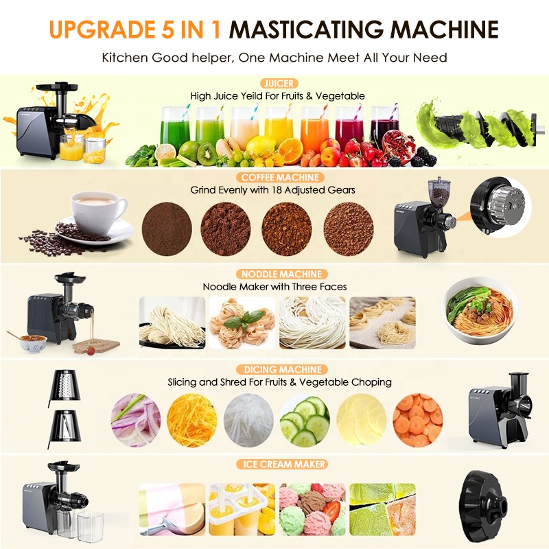 عصارة كهربائية بطيئة متعددة ال - مراجعة Electric Slow Juicer Cold Press وسعره
